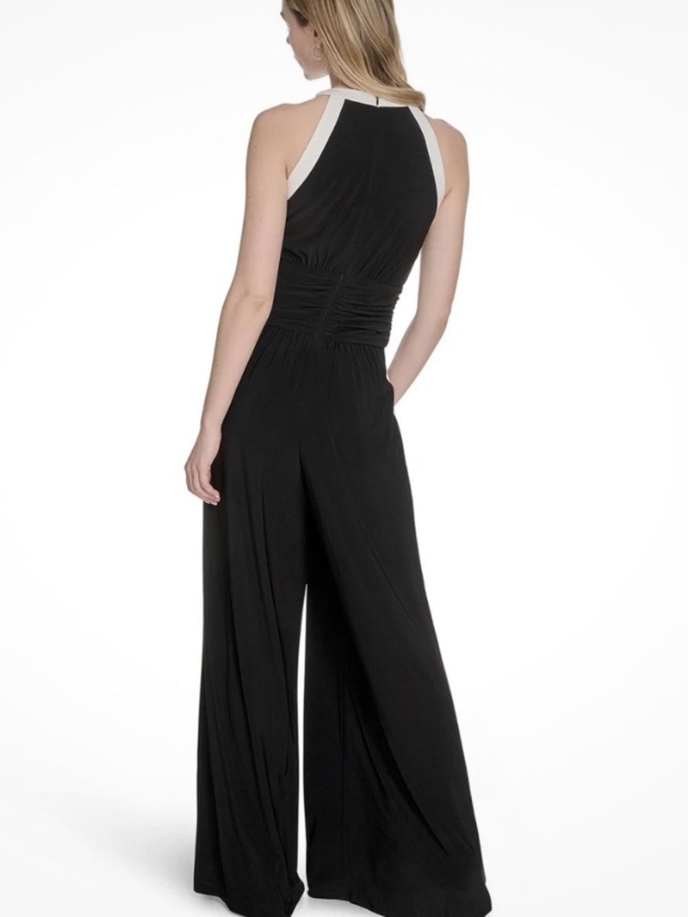 Nwt Vince Camuto Black Halter Twist-Front Wide-Leg Jumpsuit S